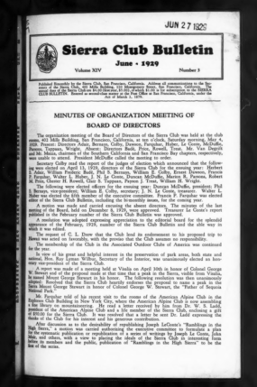 Sierra Club Bulletin 1929 Vol 14 No 3 June thumbnail